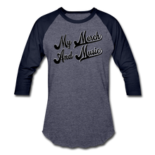 Load image into Gallery viewer, My Merch And Music Baseball Tee - heather blue/navy