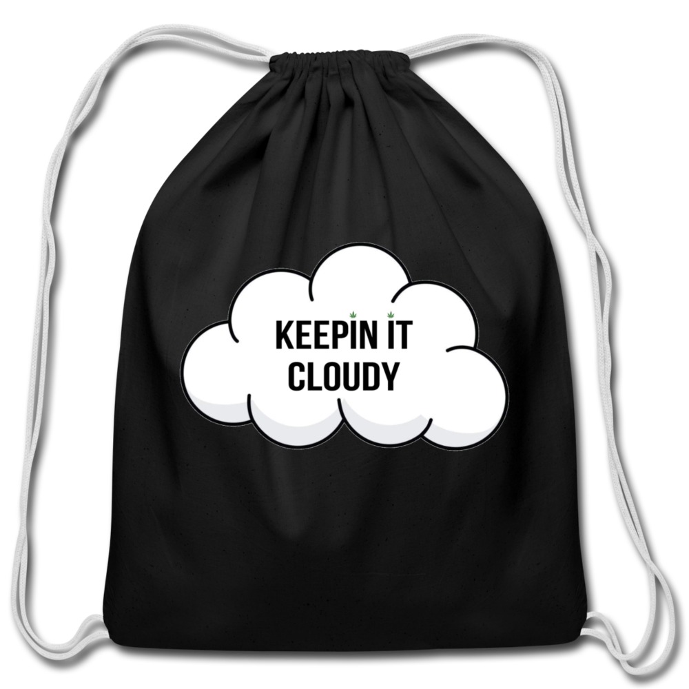 Keepin' It Cloudy Drawstring Bag - black