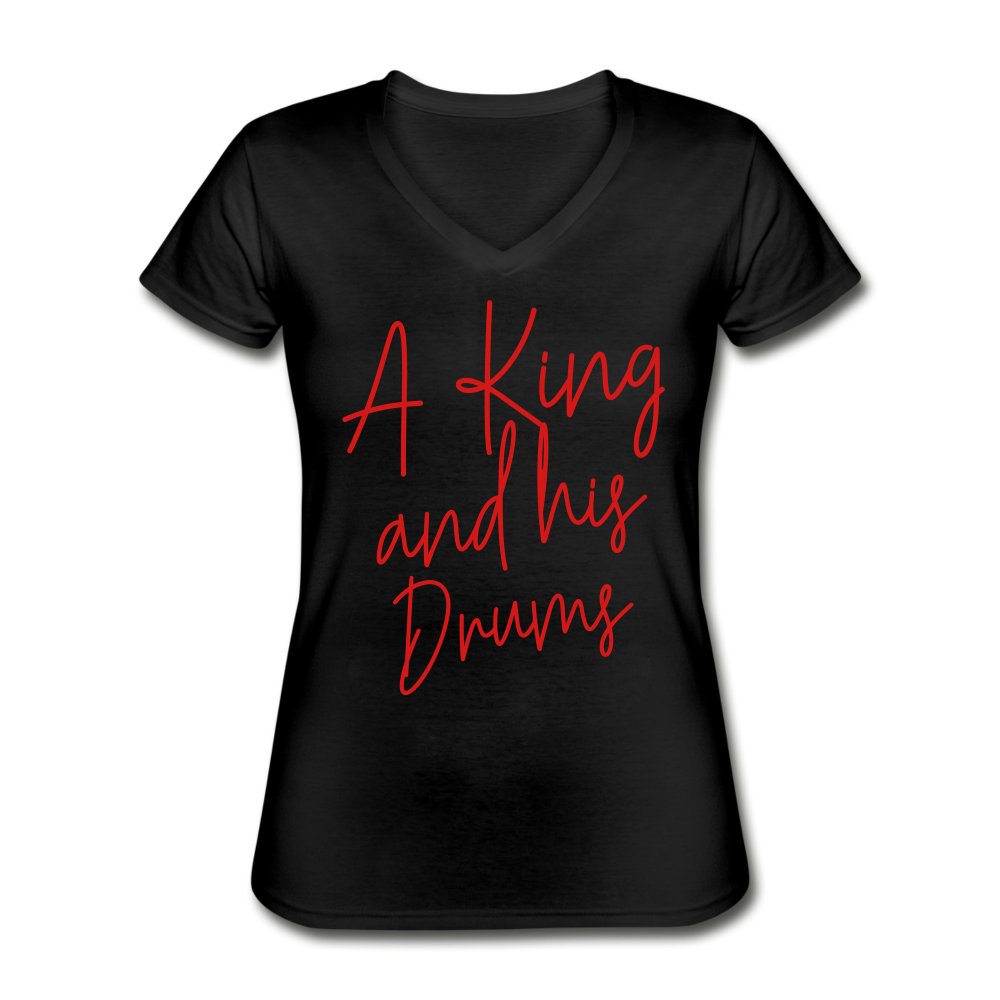 A King And His Drums V-Neck - black